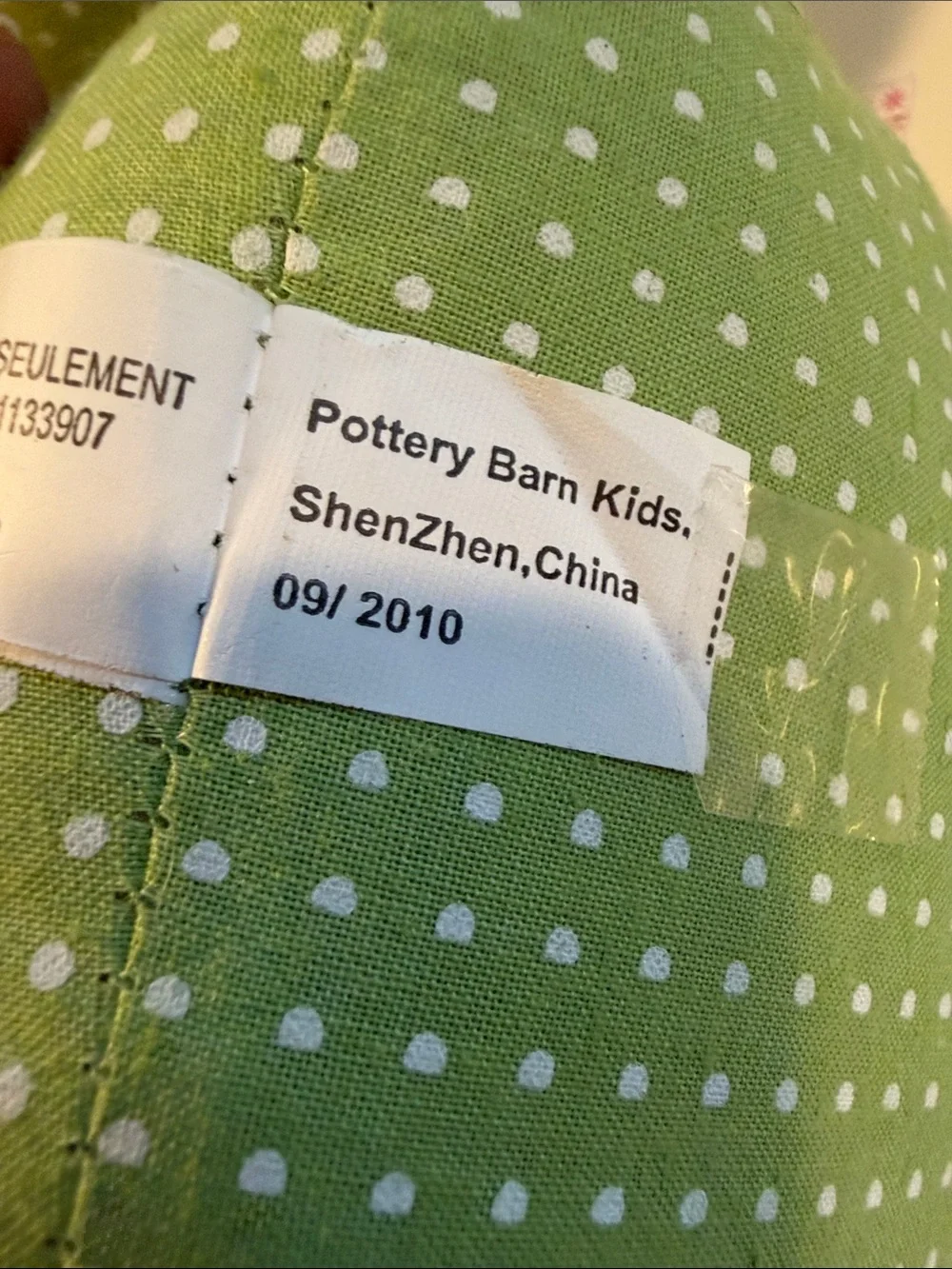 Pottery Barn Kids Light Green Polka Dot Owl Pair with Pink Accents